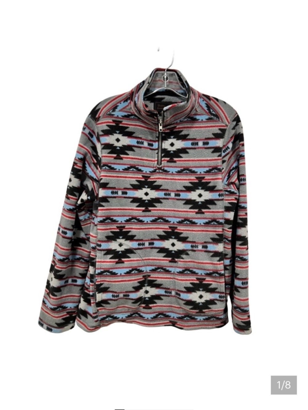 Victory Outfitters Mens Pullover Lightweight Fleece Aztec pattern 1/4 zip size L